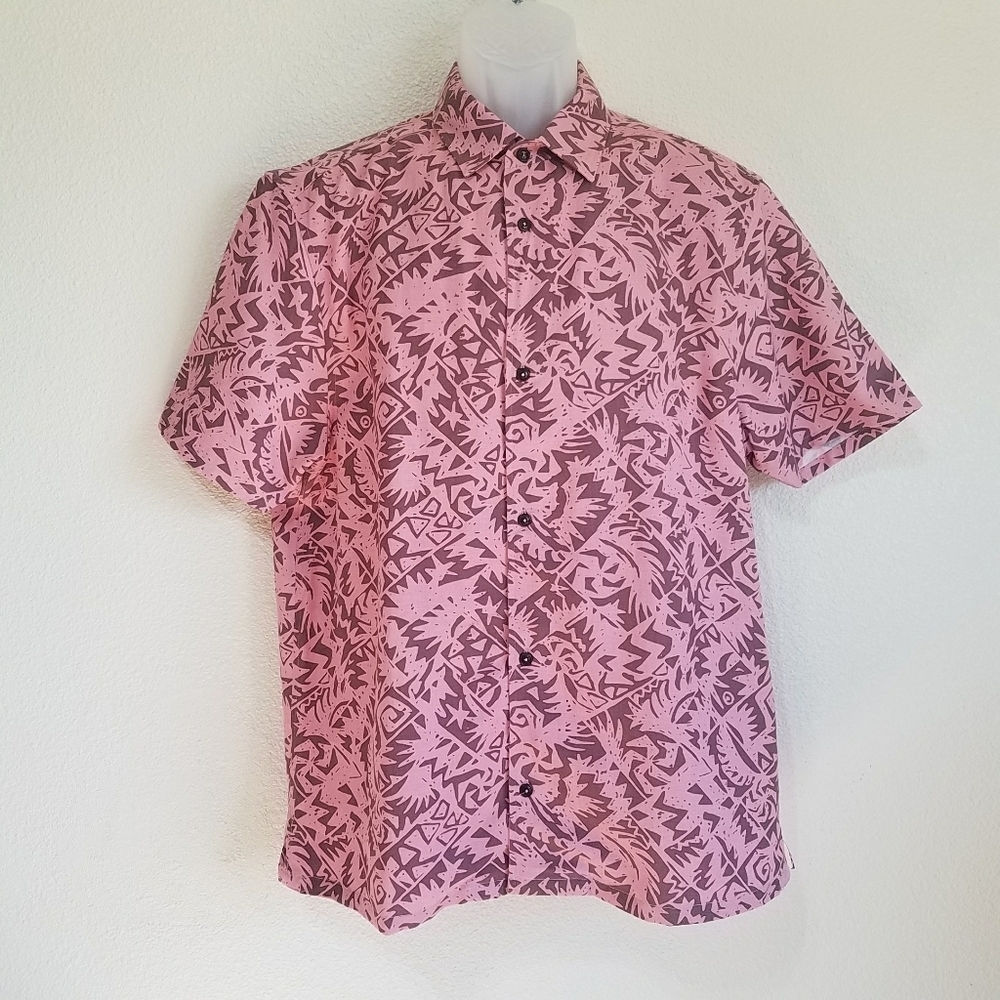 Ted Baker London Barons Abstract Print Short Sleeve Button-Up Shirt